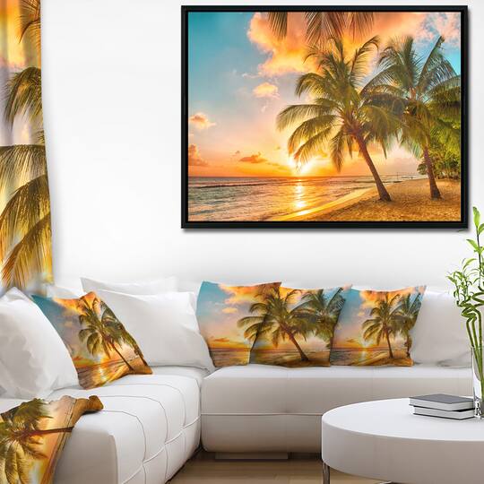Designart - Barbados Landscape - Photography Canvas Art Print in Black Frame